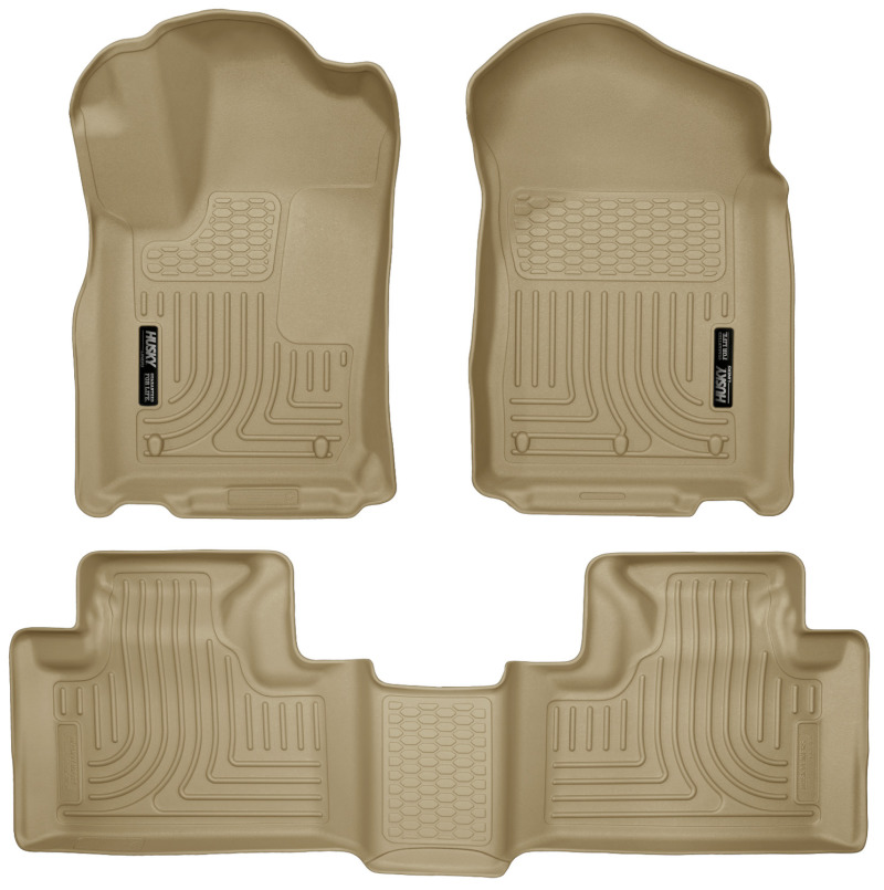 Dodge Durango Floor Liners - Front + Rear - Husky Liners - WeatherBeater - Tan - `11-`13